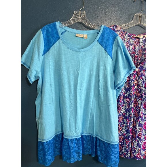 3-Pack Womens Tops Size 1X Short Sleeve & 3/4 Sleeve Lace Trim & Pockets - Picture 2 of 16